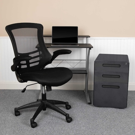 Flash Furniture Black Desk, Chair, Cabinet Set BLN-CLIFAPPX5-BK-GG